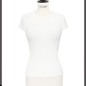 Maje Short Sleeve Sweater Top Size 2/EU size 38 Form Fitting Top White
